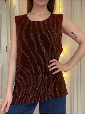 Vintage Maroon and Black Sparkly Top
